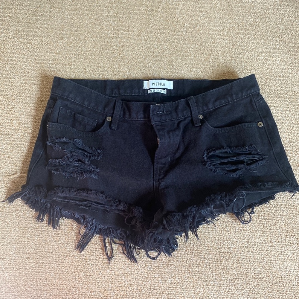 PISTOLA Gigi low rise cut off short in Onyx